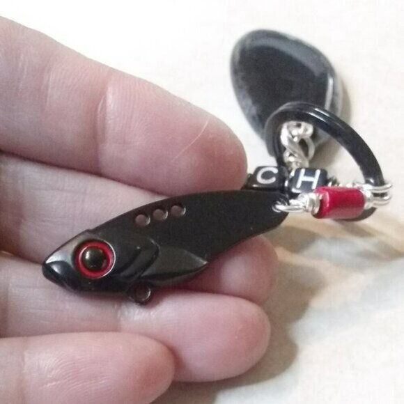 Fishing Dads Gift! Fishing Lure Key Chain - Unisex Black Key Ring w. His Name! - Picture 6 of 9